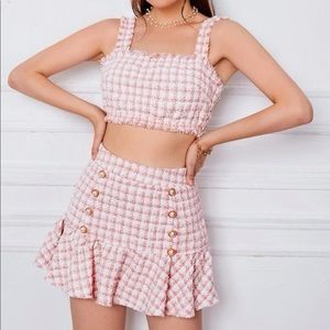 Shein tweed ruffle hem skirt size XS